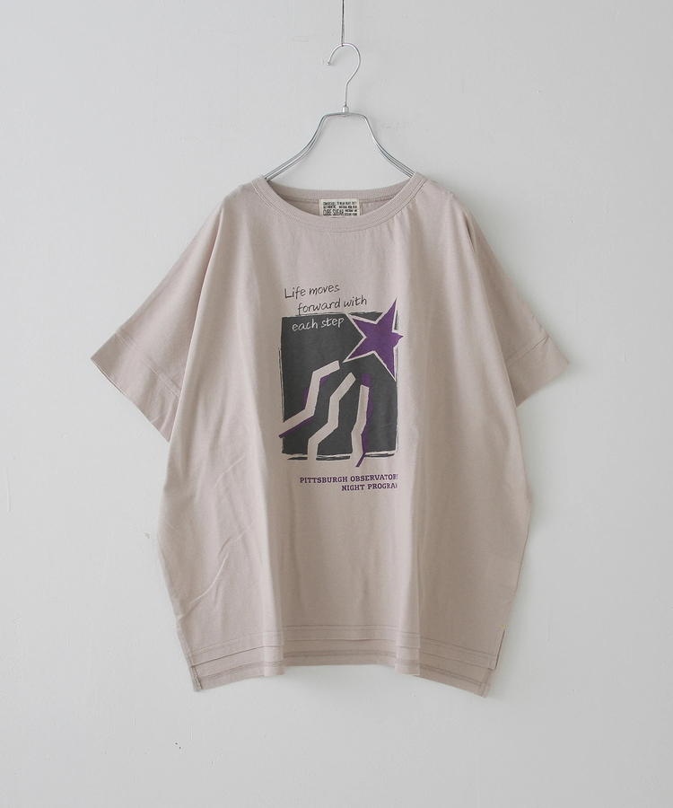 CUBE SUGAR(キューブシュガー) |32/-OE天竺 グラフィック プリント スクエア Tシャツ