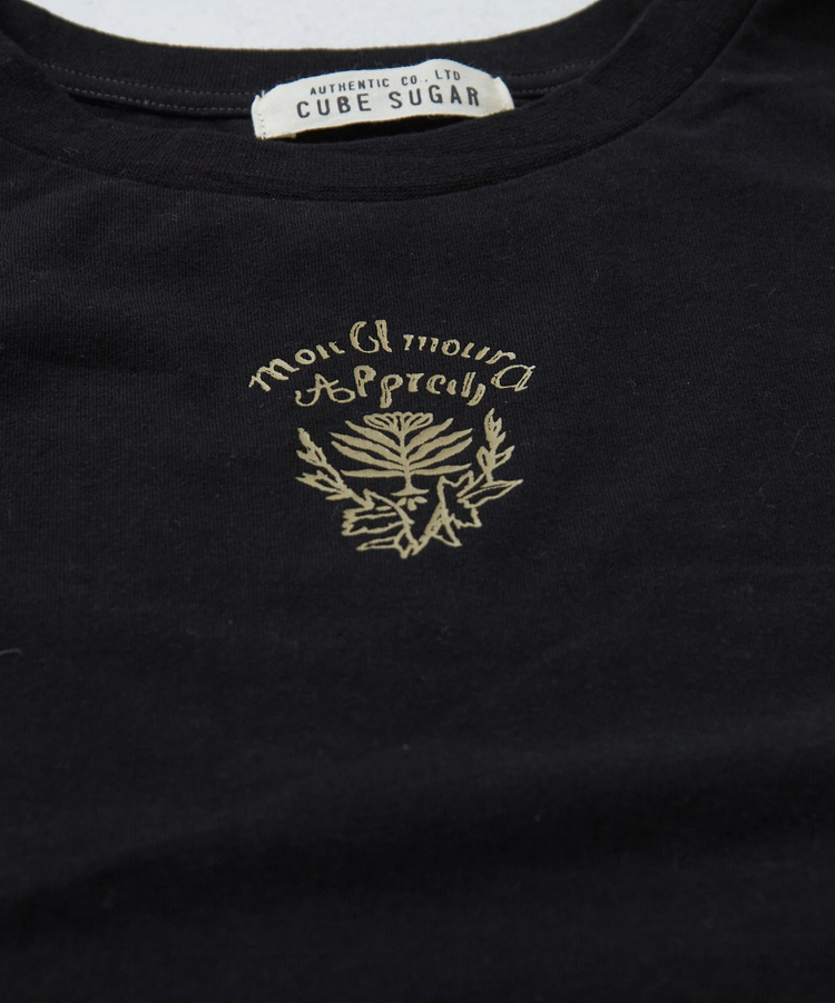 CUBE SUGAR(キューブシュガー) |21/-OE天竺 透かし編 ボーダー スリーブ Tシャツ