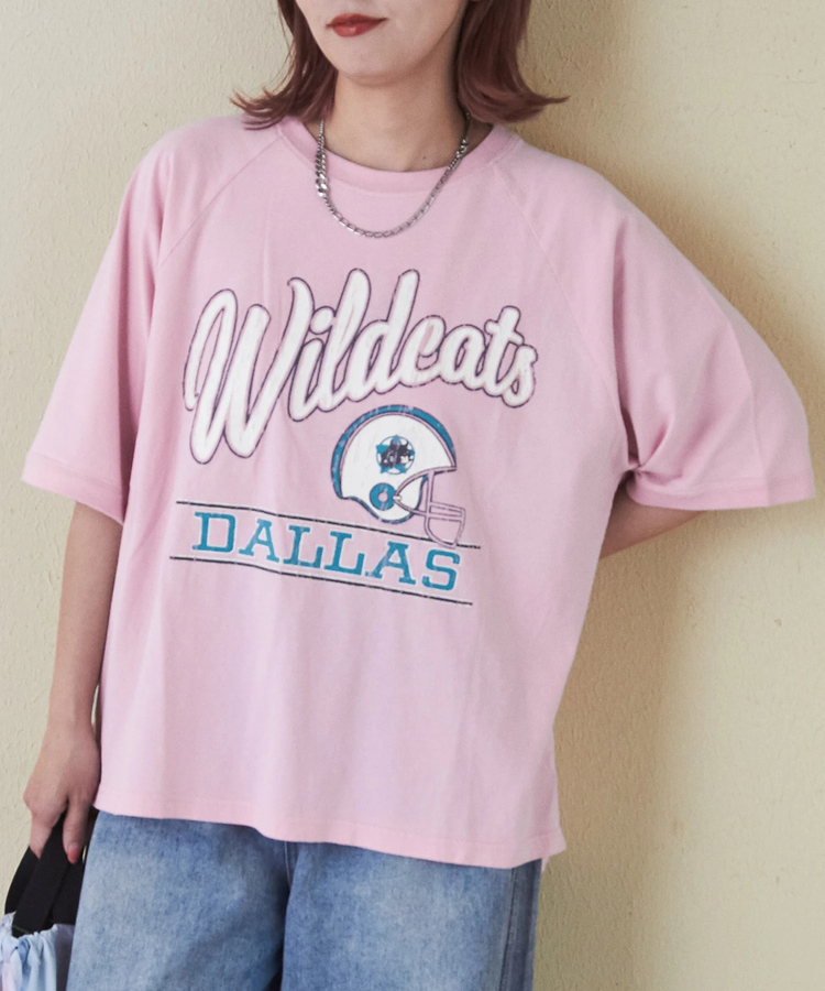 CUBE SUGAR(キューブシュガー) |32/-ピーチ起毛 天竺 オゾン加工 ロゴプリント ラグラン Tシャツ