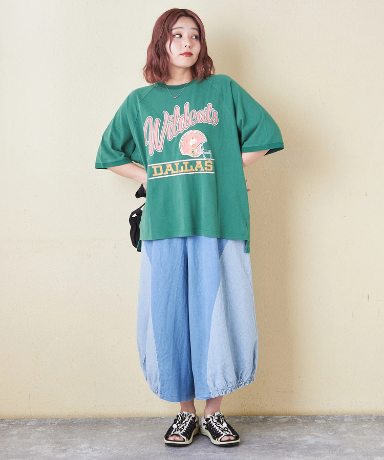 CUBE SUGAR(キューブシュガー) |32/-ピーチ起毛 天竺 オゾン加工 ロゴプリント ラグラン Tシャツ