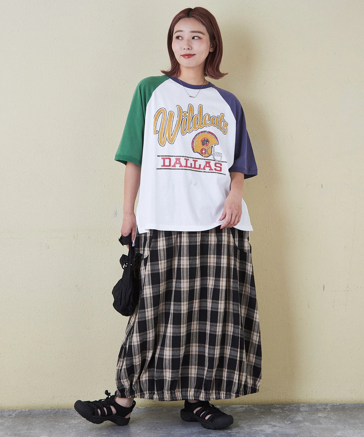 CUBE SUGAR(キューブシュガー) |32/-ピーチ起毛 天竺 オゾン加工 ロゴプリント ラグラン Tシャツ