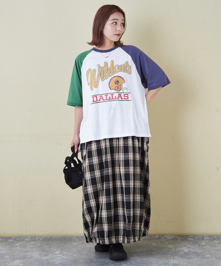 CUBE SUGAR(キューブシュガー) |32/-ピーチ起毛 天竺 オゾン加工 ロゴプリント ラグラン Tシャツ