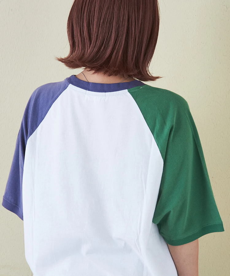 CUBE SUGAR(キューブシュガー) |32/-ピーチ起毛 天竺 オゾン加工 ロゴプリント ラグラン Tシャツ