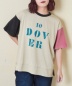 26/-天竺 パウダー加工 裾レイヤード ロゴ Tシャツ