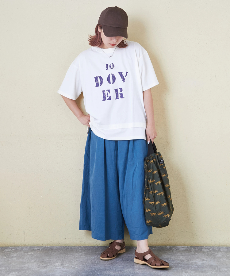 CUBE SUGAR(キューブシュガー) |26/-天竺 パウダー加工 裾レイヤード ロゴ Tシャツ