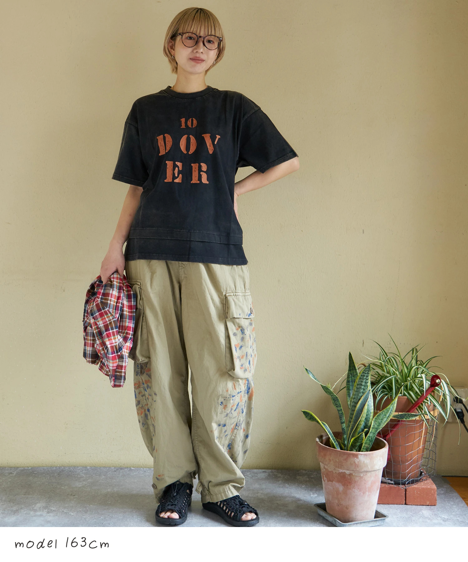 26/-天竺 パウダー加工 裾レイヤード ロゴ Tシャツ｜ファッション通販