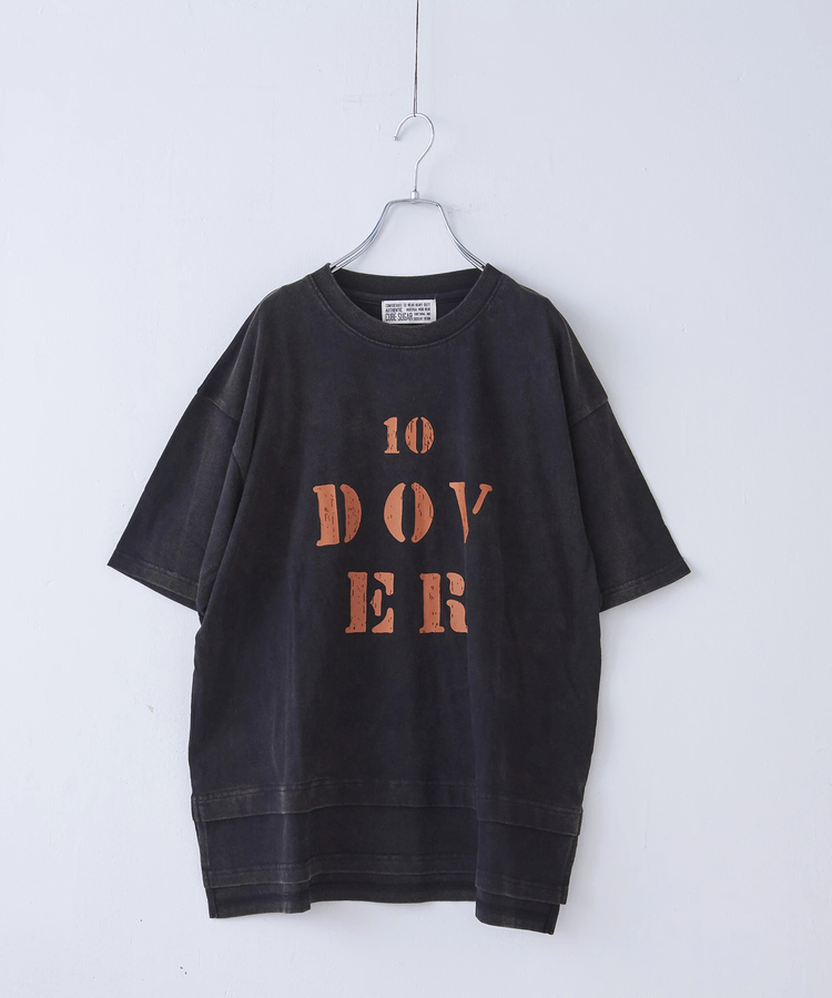 CUBE SUGAR(キューブシュガー) |26/-天竺 パウダー加工 裾レイヤード ロゴ Tシャツ