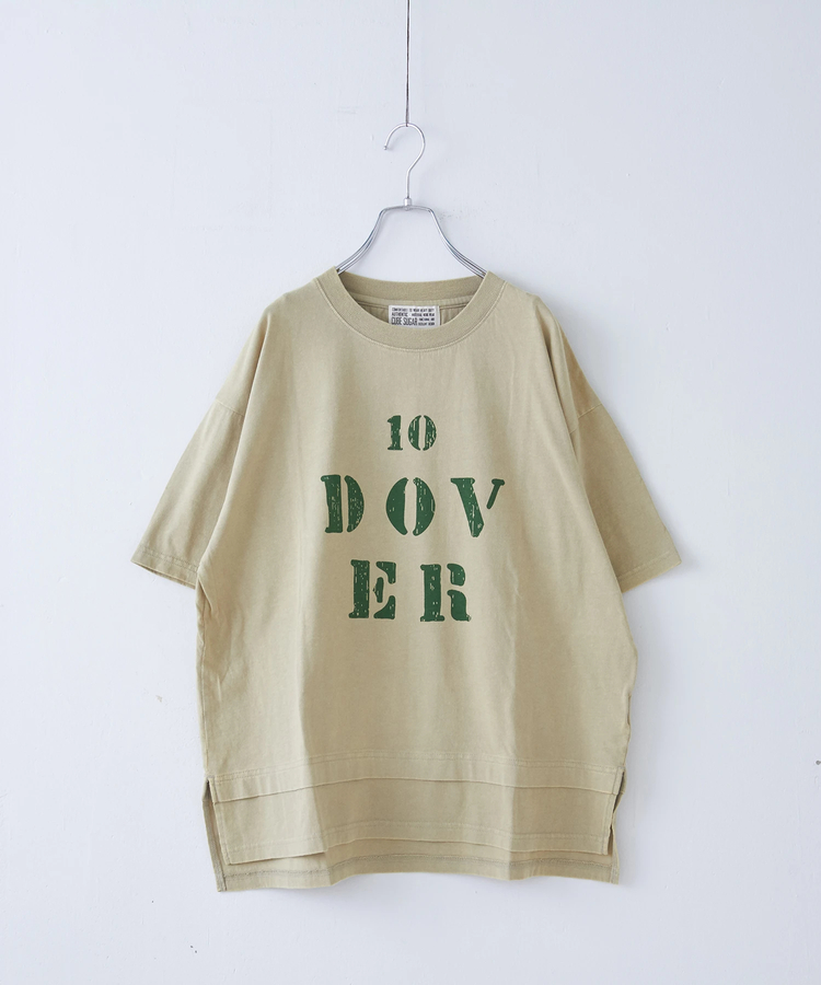 CUBE SUGAR(キューブシュガー) |26/-天竺 パウダー加工 裾レイヤード ロゴ Tシャツ
