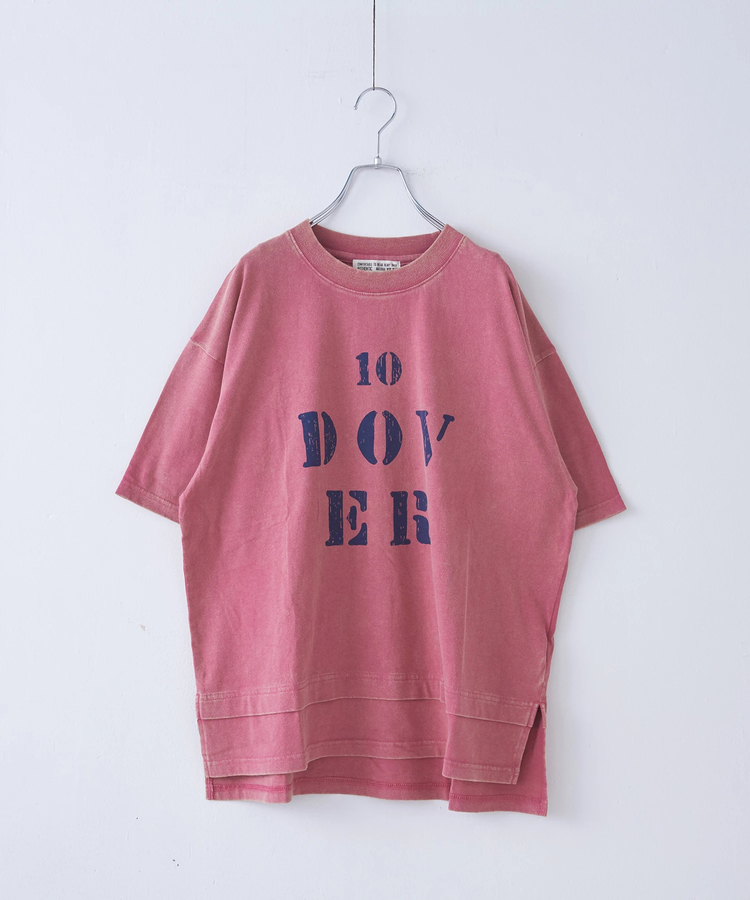 CUBE SUGAR(キューブシュガー) |26/-天竺 パウダー加工 裾レイヤード ロゴ Tシャツ