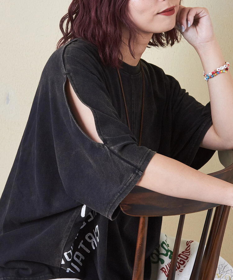 CUBE SUGAR(キューブシュガー) |26/-天竺 パウダー加工 2WAY スリーブ Tシャツ