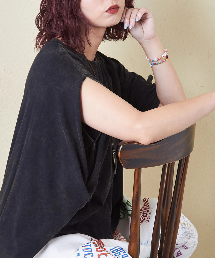 CUBE SUGAR(キューブシュガー) |26/-天竺 パウダー加工 2WAY スリーブ Tシャツ