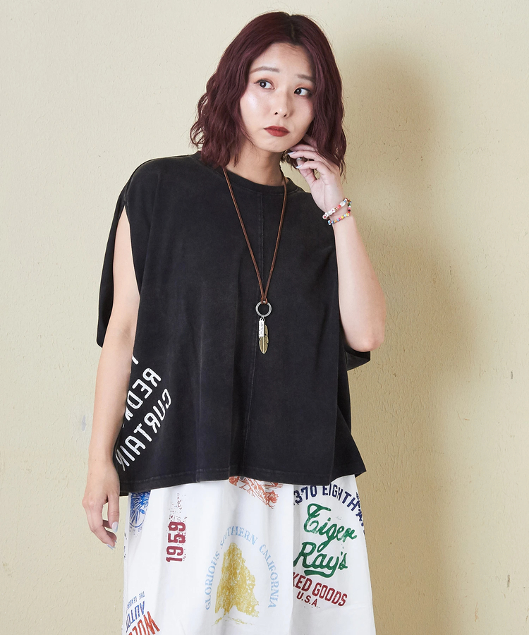 CUBE SUGAR(キューブシュガー) |26/-天竺 パウダー加工 2WAY スリーブ Tシャツ