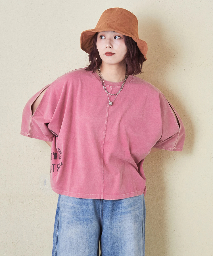 CUBE SUGAR(キューブシュガー) |26/-天竺 パウダー加工 2WAY スリーブ Tシャツ