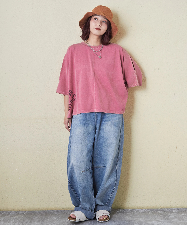 CUBE SUGAR(キューブシュガー) |26/-天竺 パウダー加工 2WAY スリーブ Tシャツ