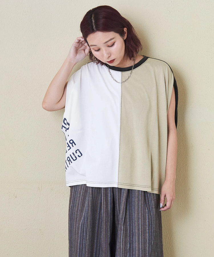CUBE SUGAR(キューブシュガー) |26/-天竺 パウダー加工 2WAY スリーブ Tシャツ