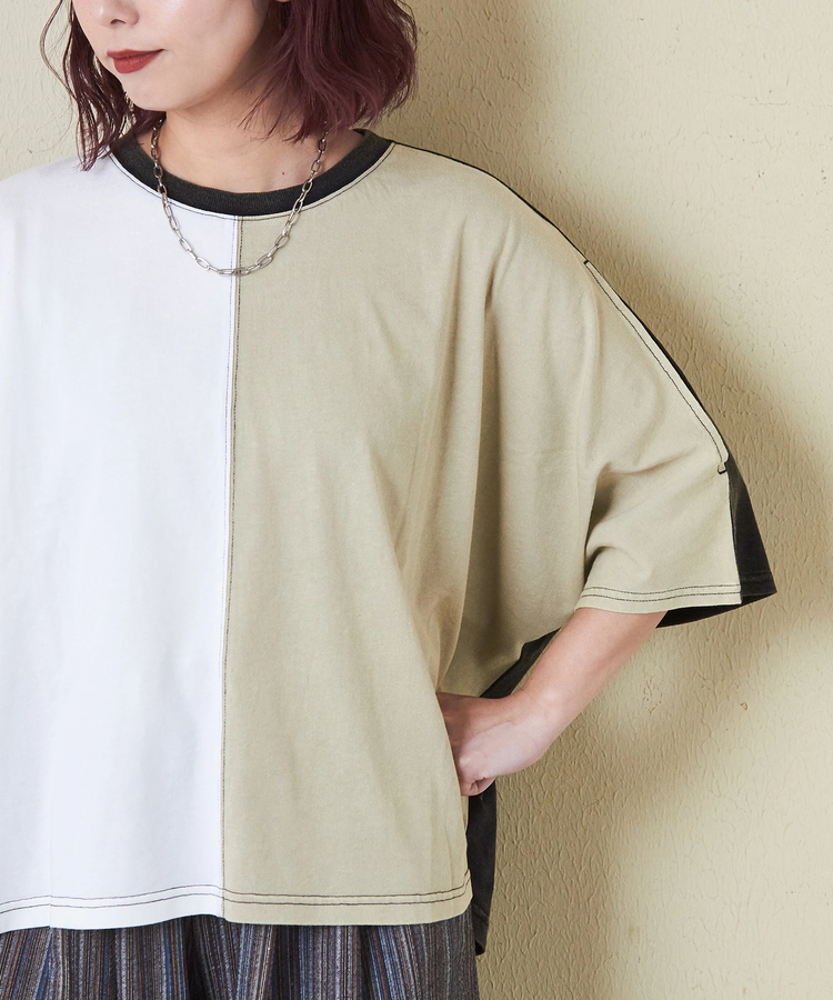 CUBE SUGAR(キューブシュガー) |26/-天竺 パウダー加工 2WAY スリーブ Tシャツ