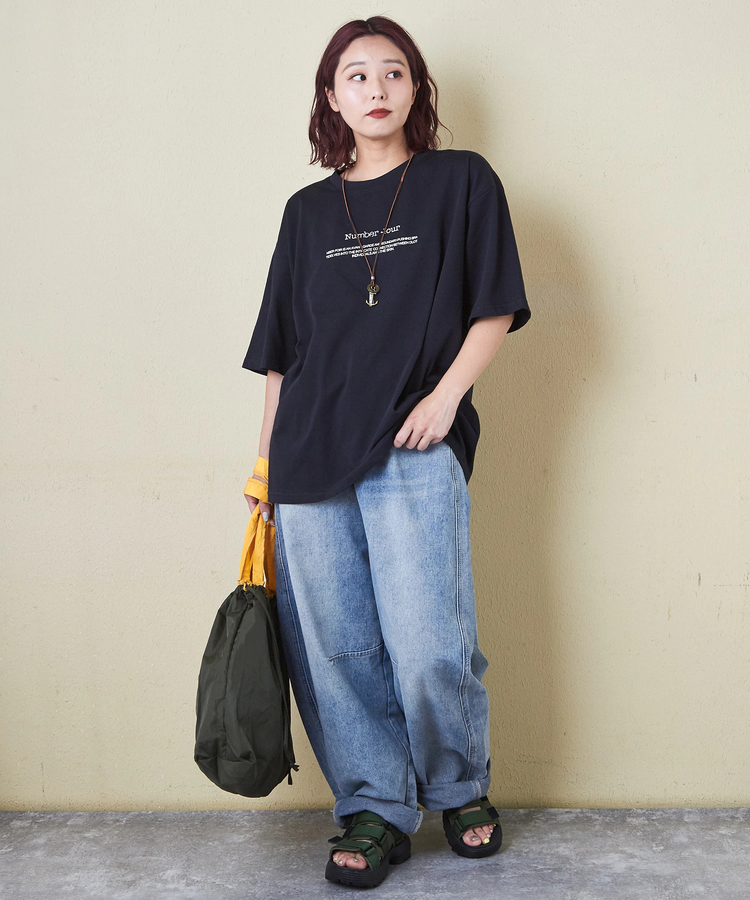 CUBE SUGAR(キューブシュガー) |ストレッチ 天竺 ロゴプリント Tシャツ