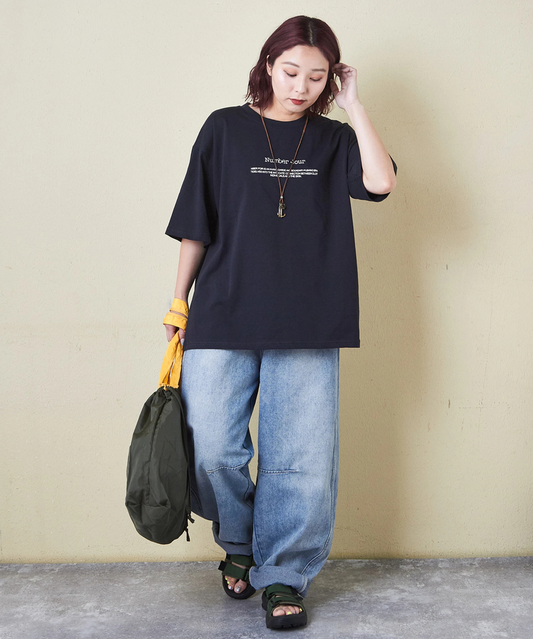 CUBE SUGAR(キューブシュガー) |ストレッチ 天竺 ロゴプリント Tシャツ