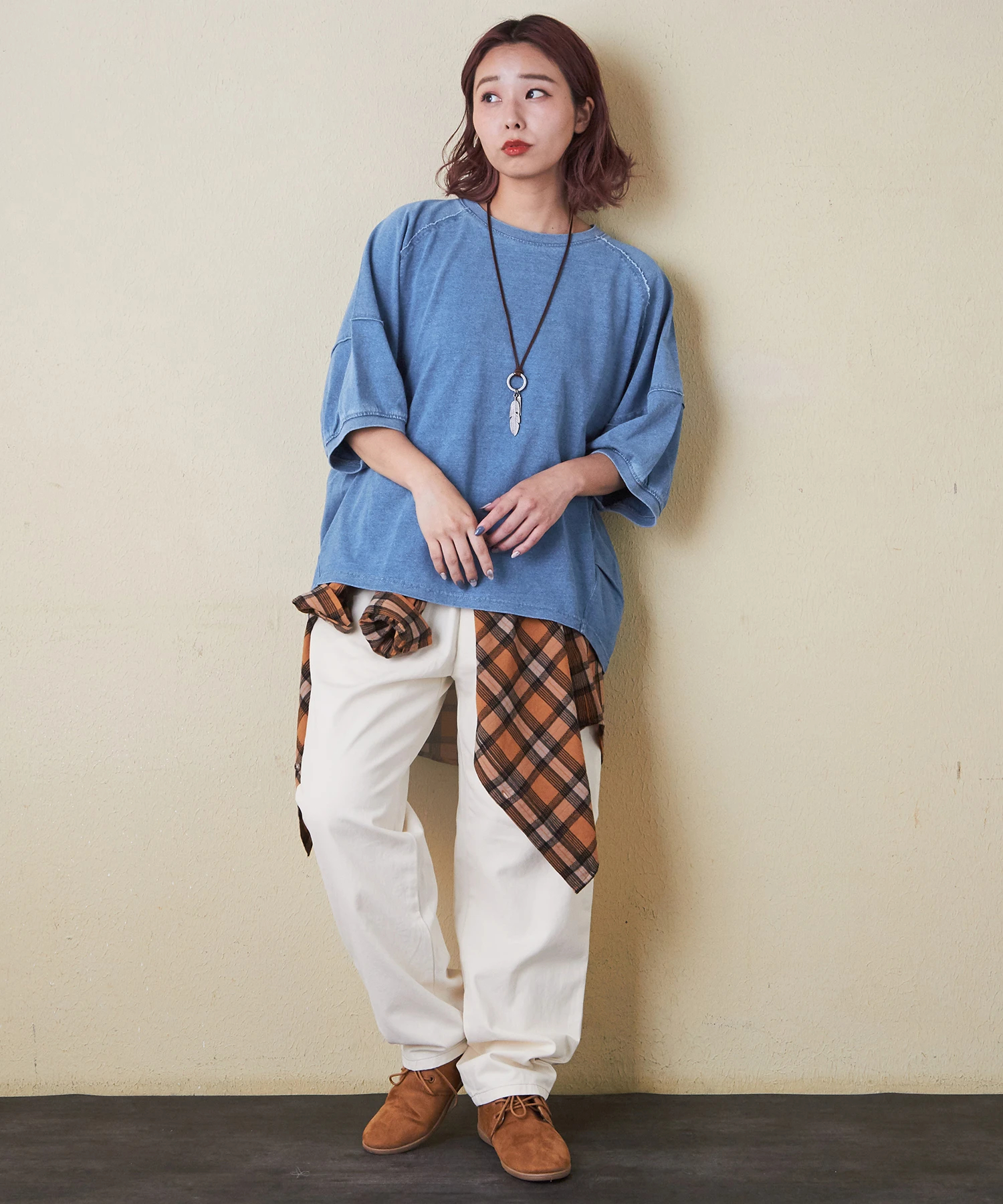 ake0211ページ 秋新作】ピーチツイル 製品染 らくしゅっと パンツ