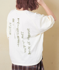 【秋新作 クーポン対象外】21/-OE天竺 バックプリント ランタンスリーブ Tシャツ