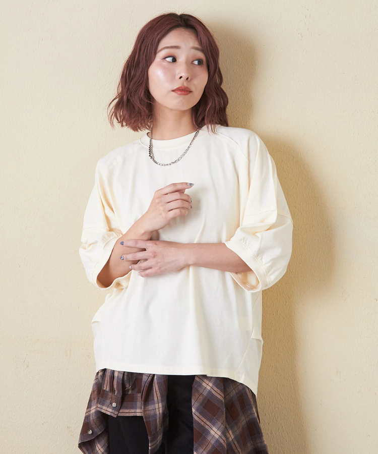 CUBE SUGAR(キューブシュガー) |【秋新作 クーポン対象外】21/-OE天竺 バックプリント ランタンスリーブ Tシャツ