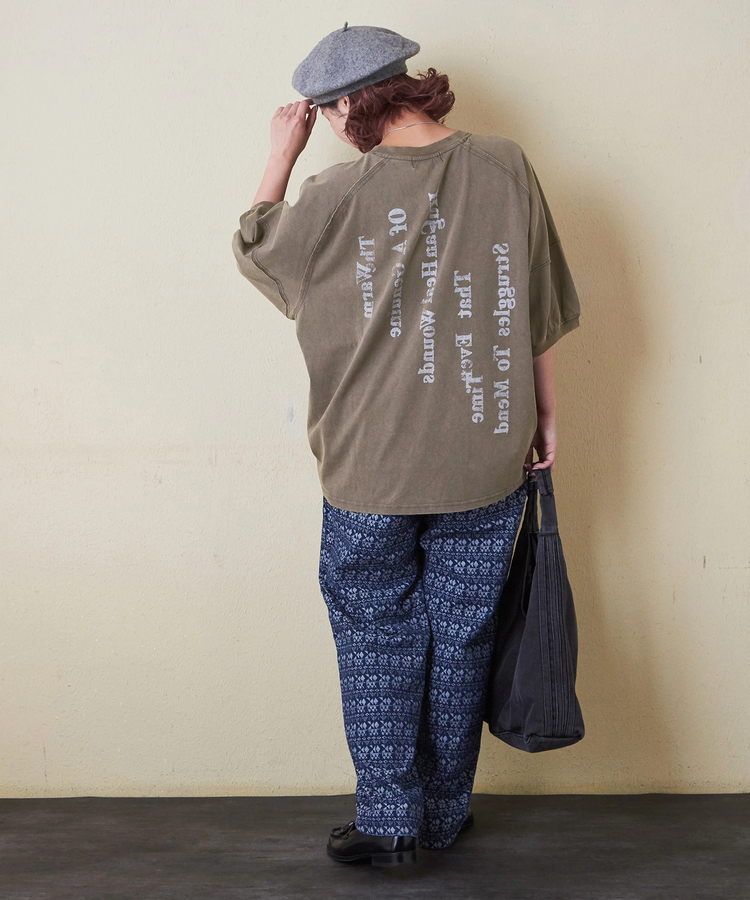 CUBE SUGAR(キューブシュガー) |【秋新作 クーポン対象外】21/-OE天竺 バックプリント ランタンスリーブ Tシャツ