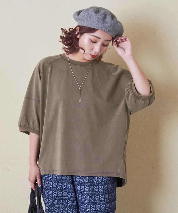CUBE SUGAR(キューブシュガー) |【秋新作 クーポン対象外】21/-OE天竺 バックプリント ランタンスリーブ Tシャツ