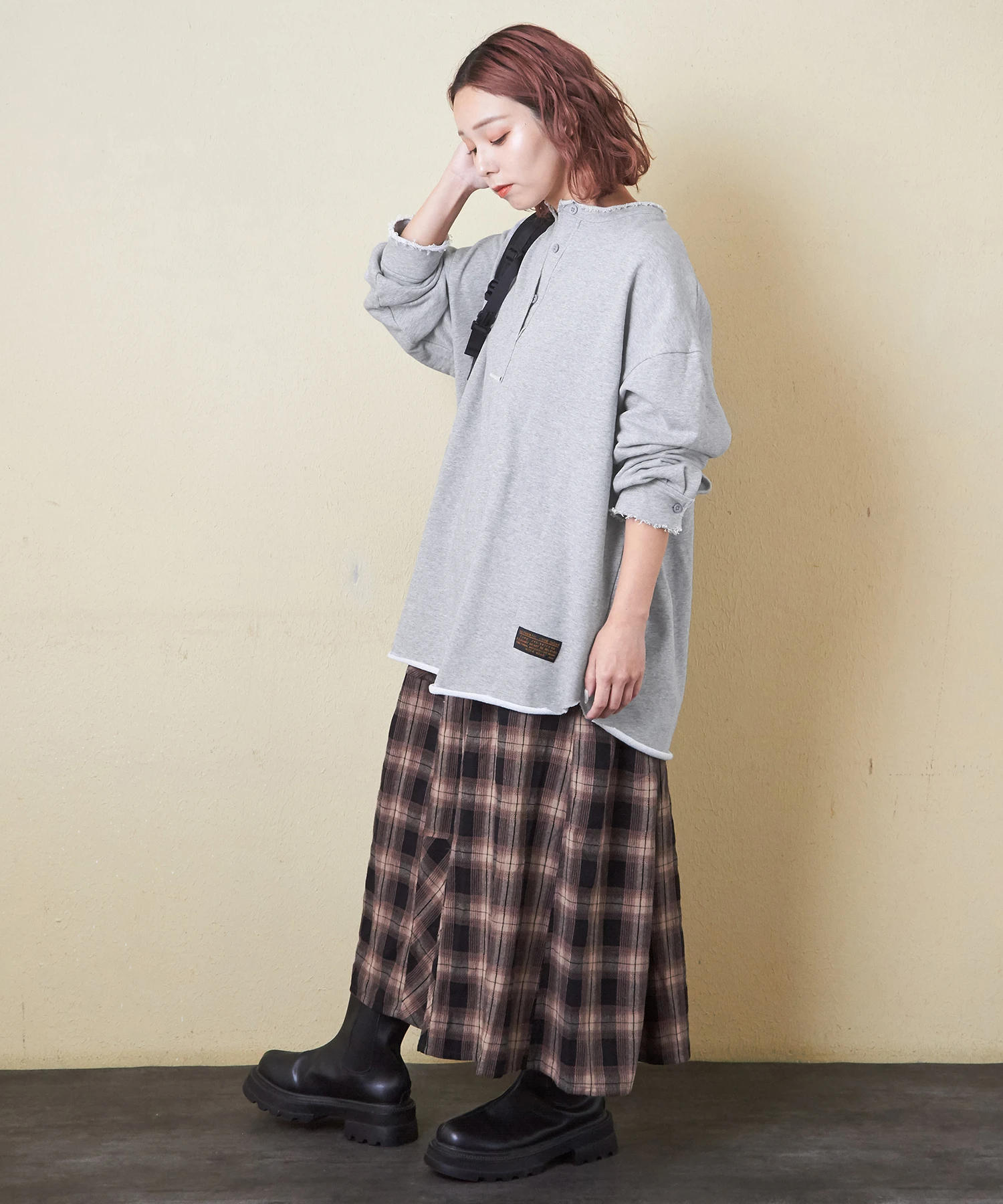 リリーページです 秋新作】無地 裏毛 ヘンリーネック プルオーバー スウェット