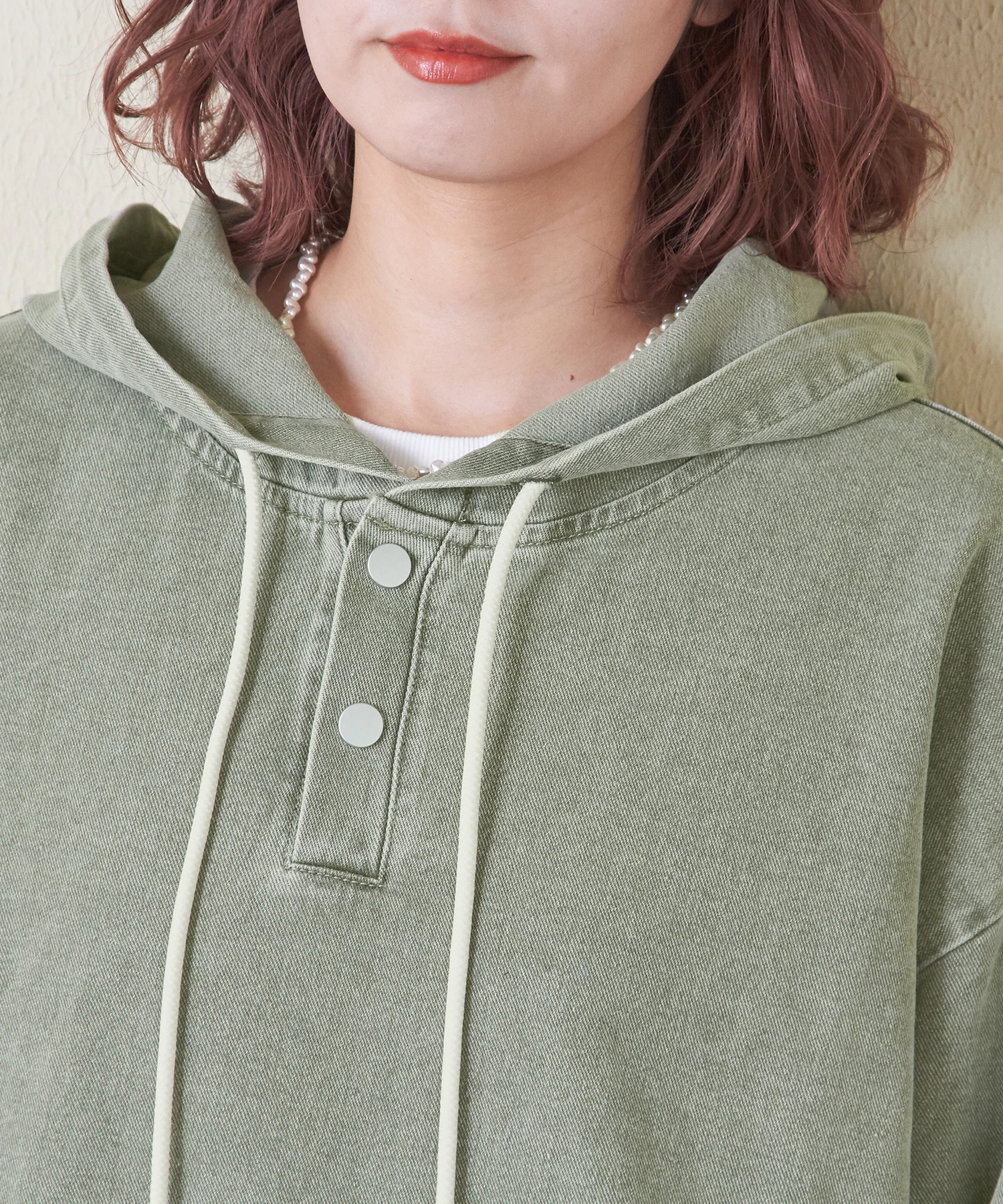 秋新作】ピグメント染め フード付 シャツ パーカー