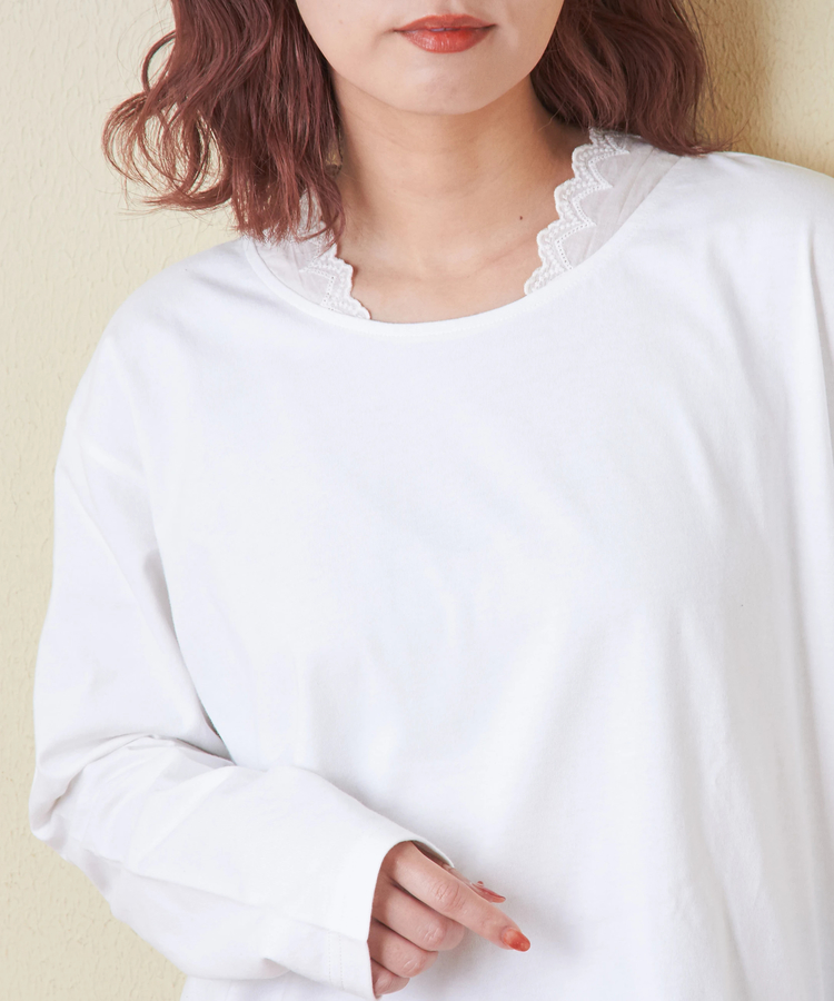 CUBE SUGAR(キューブシュガー) |【会員様限定セール除外商品】【秋新作】20/-天竺 衿レース 長袖 インナー