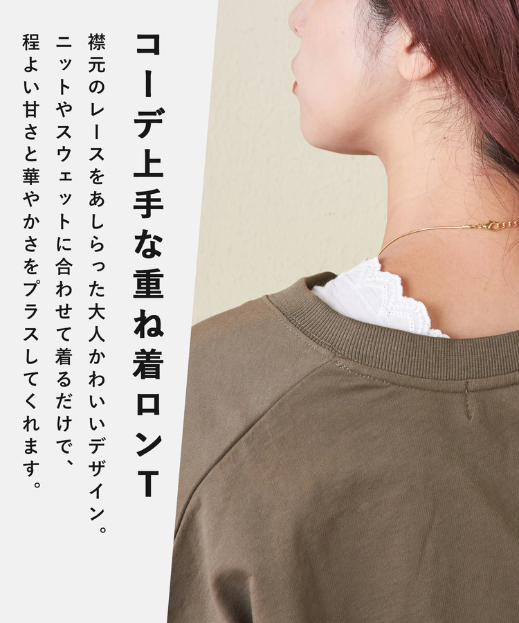 CUBE SUGAR(キューブシュガー) |【会員様限定セール除外商品】【秋新作】20/-天竺 衿レース 長袖 インナー