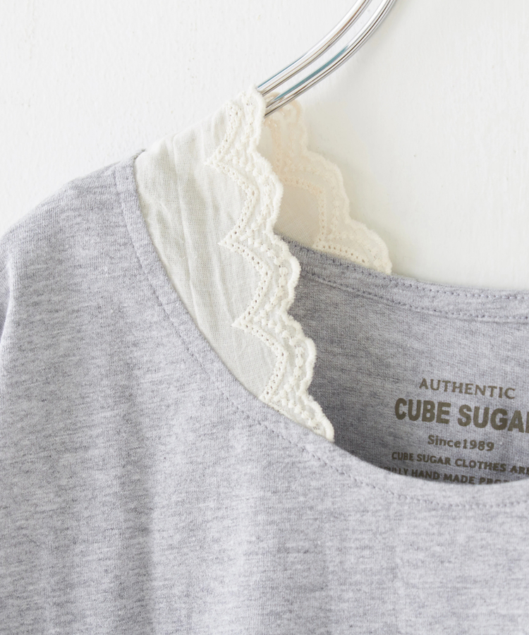 CUBE SUGAR(キューブシュガー) |【会員様限定セール除外商品】【秋新作】20/-天竺 衿レース 長袖 インナー