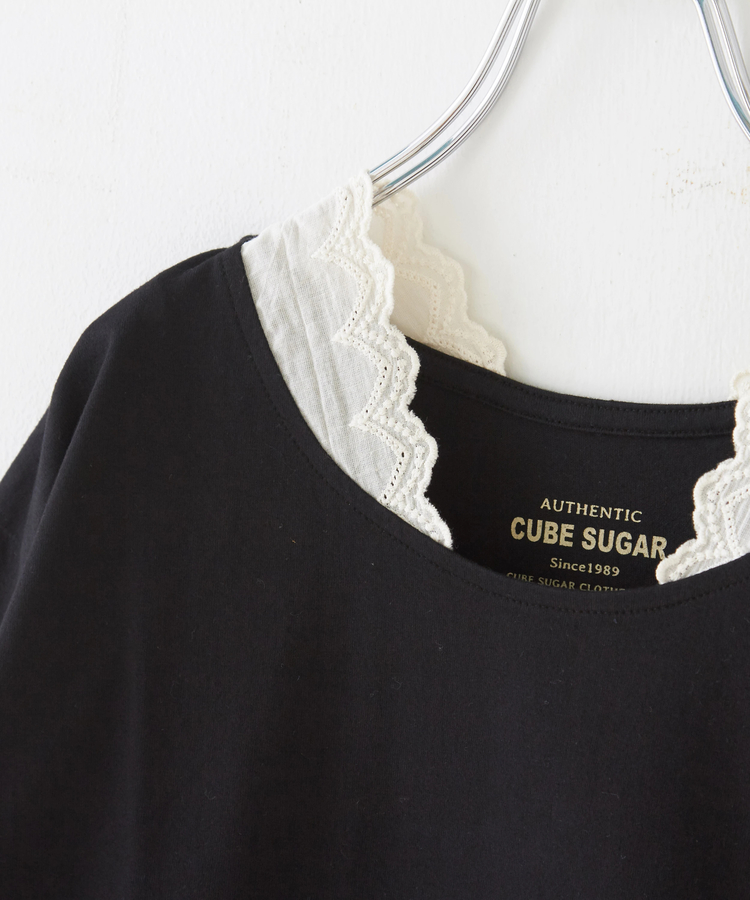 CUBE SUGAR(キューブシュガー) |【会員様限定セール除外商品】【秋新作】20/-天竺 衿レース 長袖 インナー
