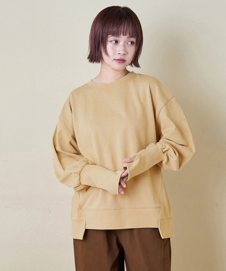 CUBE SUGAR(キューブシュガー) |【秋新作】32s裏毛 パウダー加工 スウェット 指穴つき プルオーバー