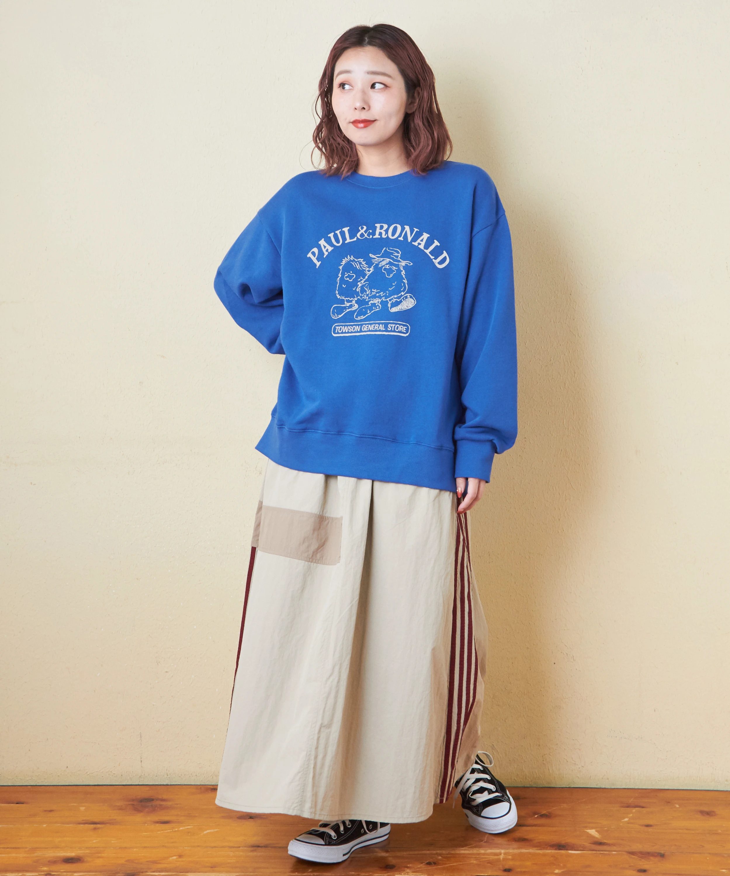 秋新作】ガーゼ裏毛 スウェット ロゴプリント プルオーバー