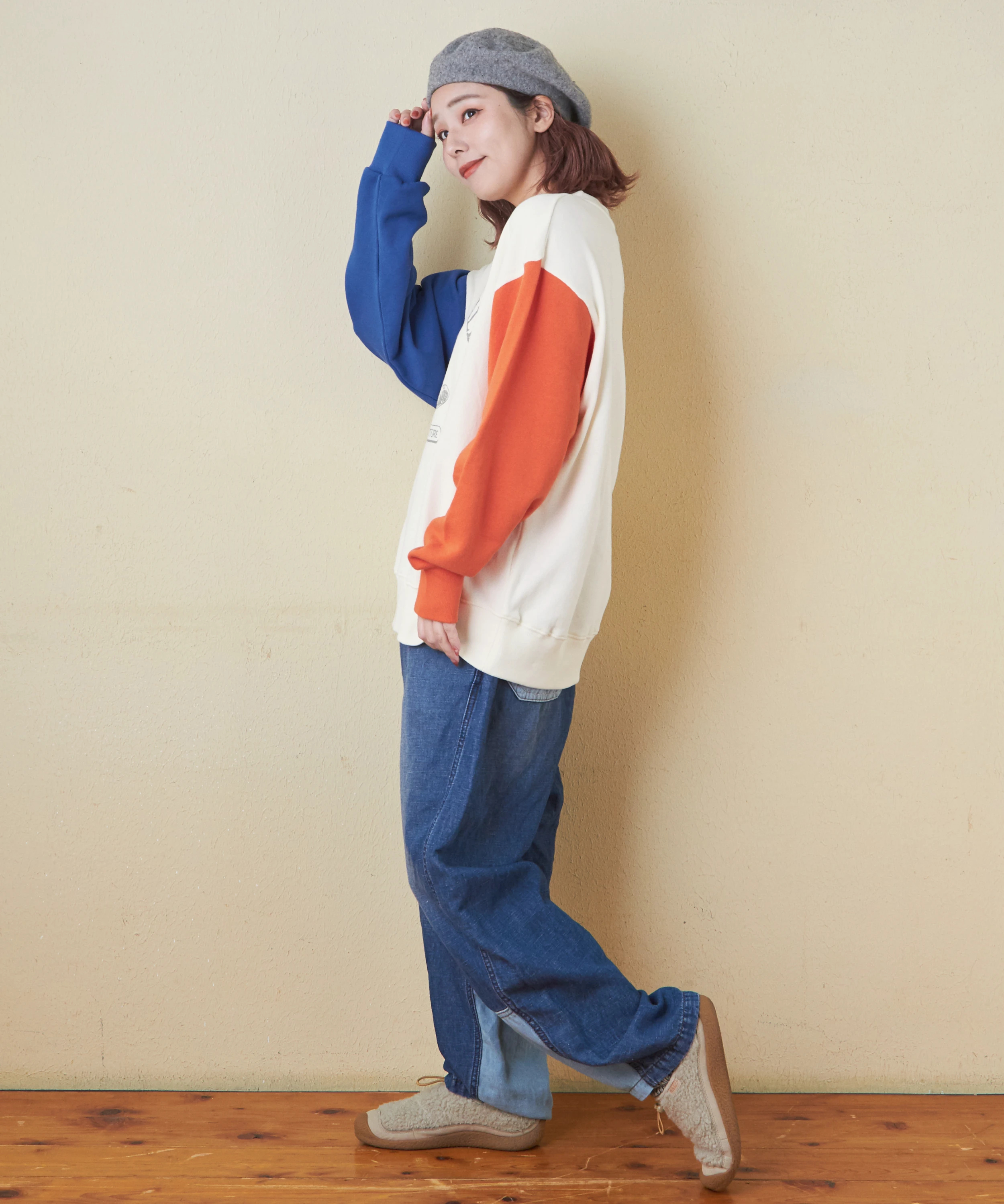 秋新作】ガーゼ裏毛 スウェット ロゴプリント プルオーバー