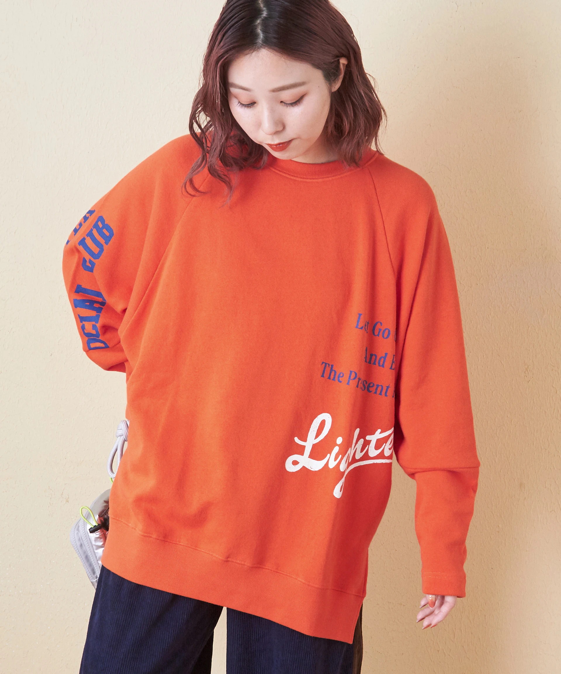 ドロワートレーナー 秋新作】ガーゼ裏毛 スウェット ロゴプリント ラグラン プル