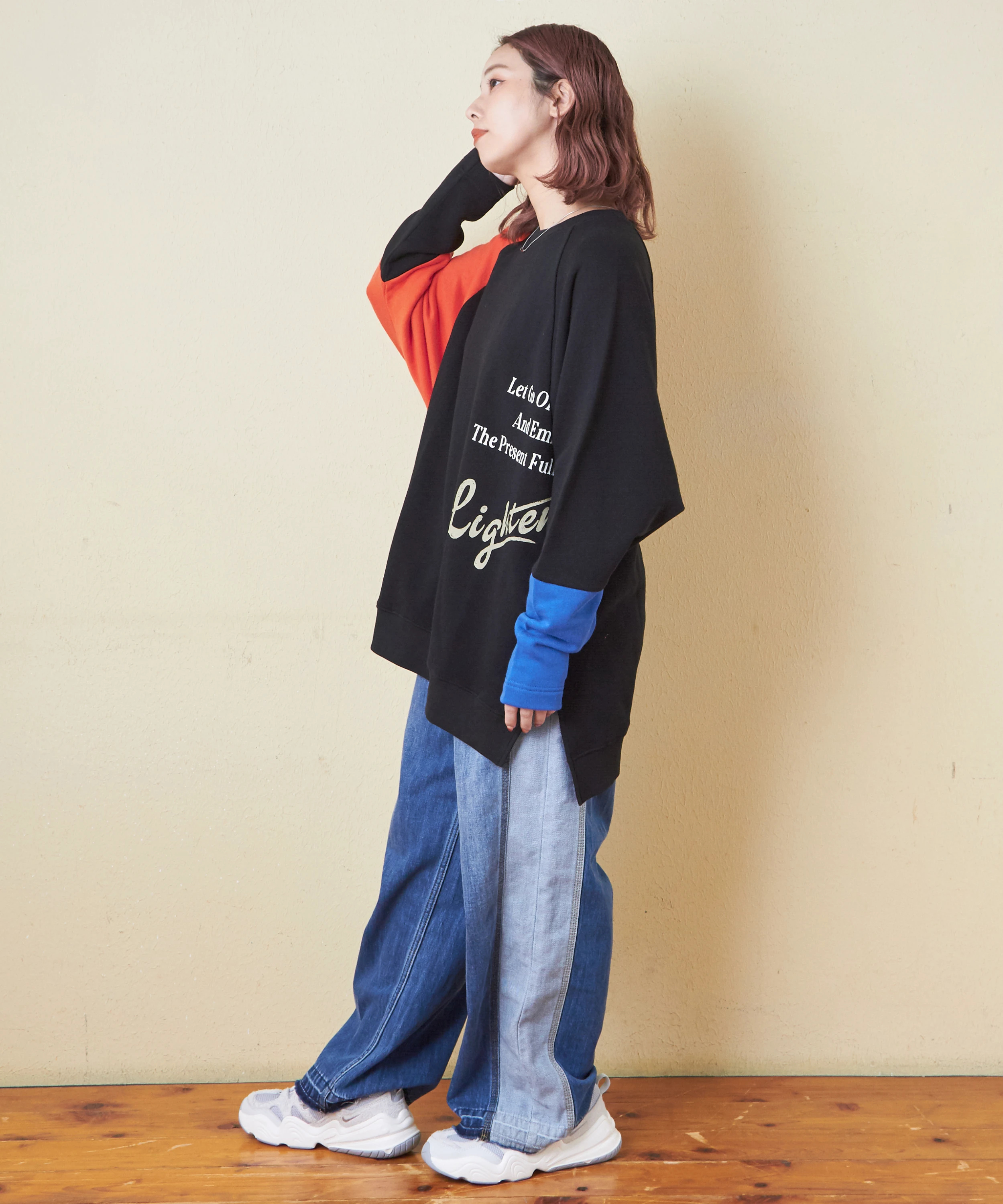 たかピ! 秋新作】ガーゼ裏毛 スウェット ロゴプリント ラグラン プル