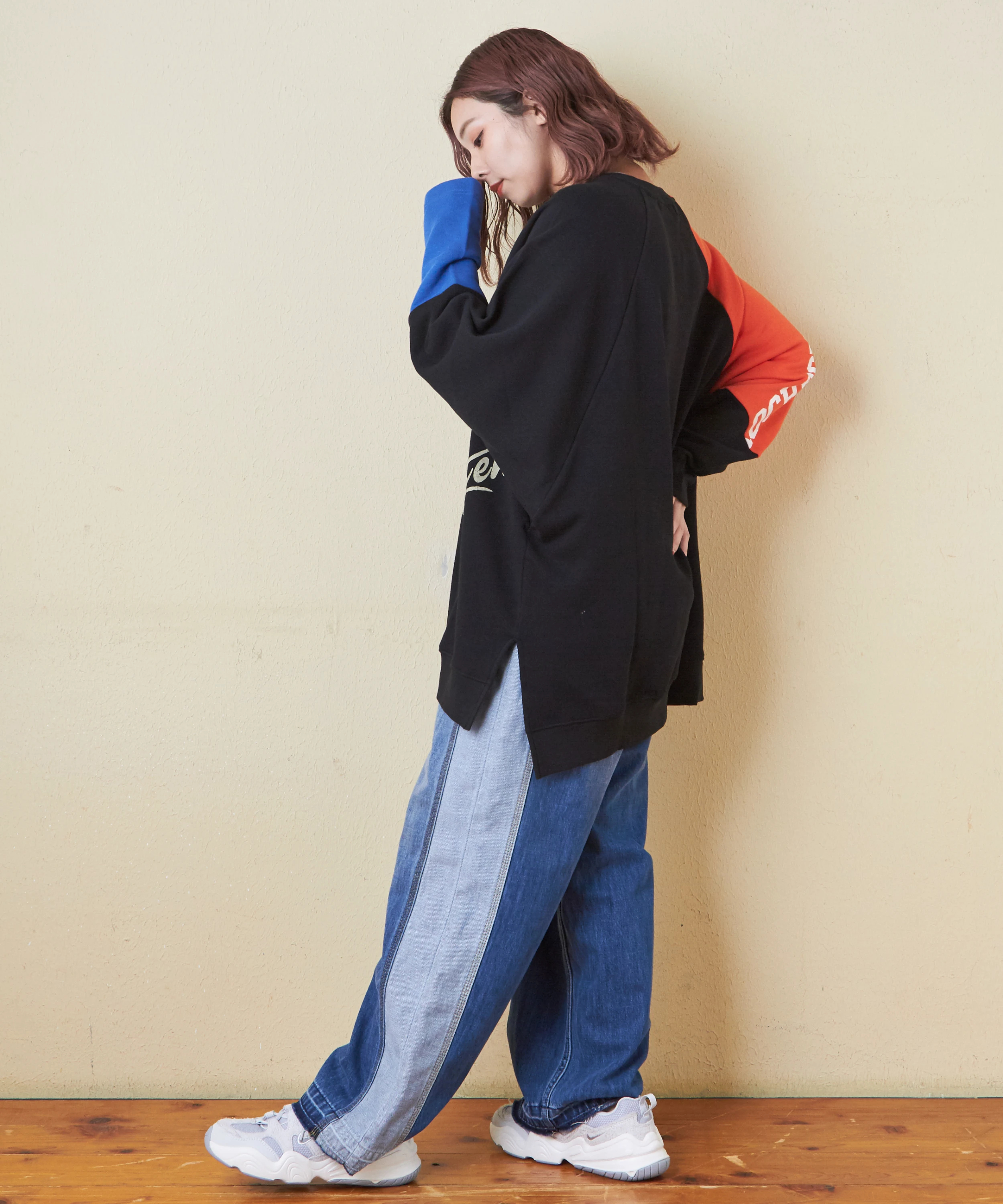 秋新作】ガーゼ裏毛 スウェット ロゴプリント ラグラン プル