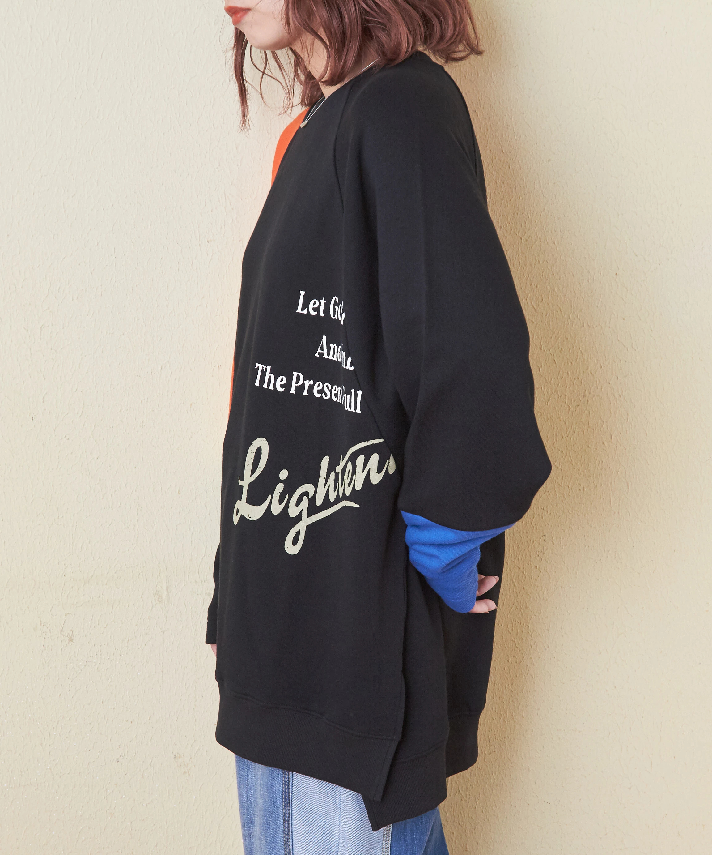 たかピ! 秋新作】ガーゼ裏毛 スウェット ロゴプリント ラグラン プル