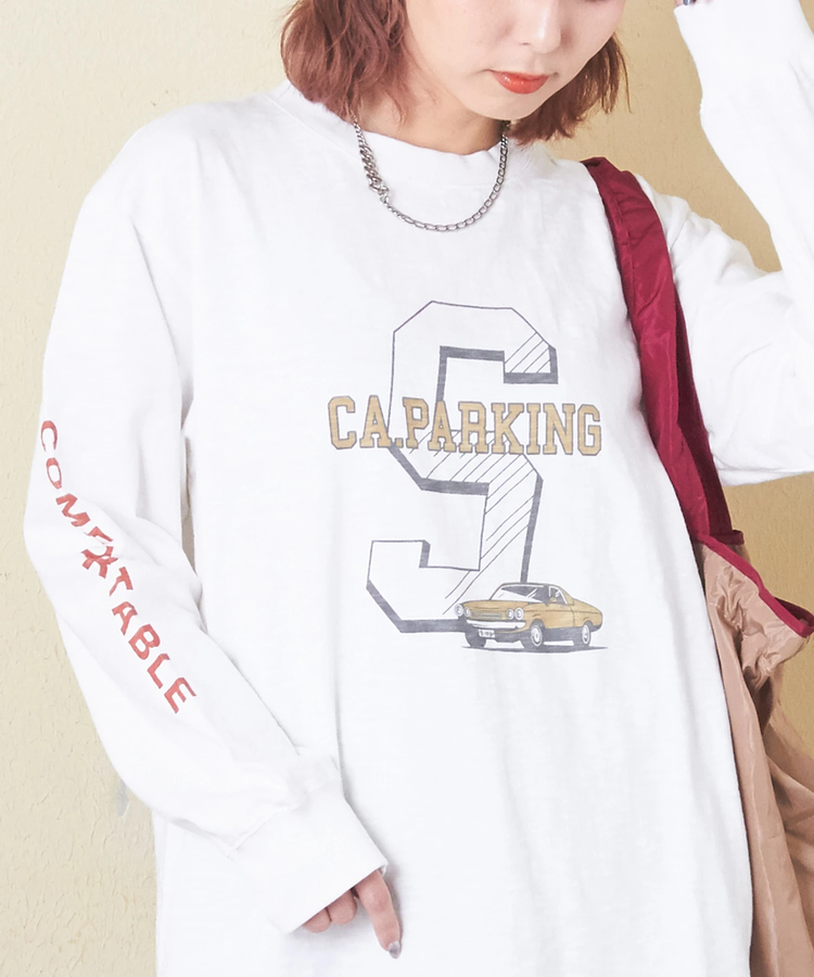 CUBE SUGAR(キューブシュガー) |【秋新作】10/-スラブ天竺 袖プリント ロング Tシャツ