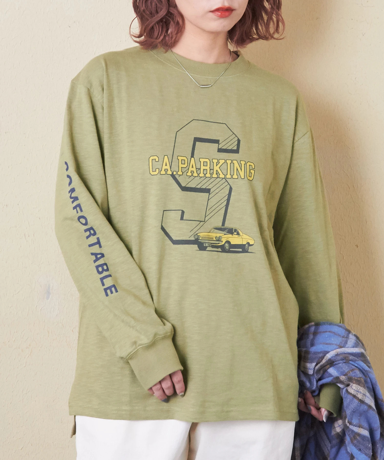 CUBE SUGAR(キューブシュガー) |【秋新作】10/-スラブ天竺 袖プリント ロング Tシャツ