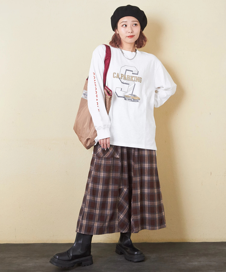 CUBE SUGAR(キューブシュガー) |【秋新作】10/-スラブ天竺 袖プリント ロング Tシャツ