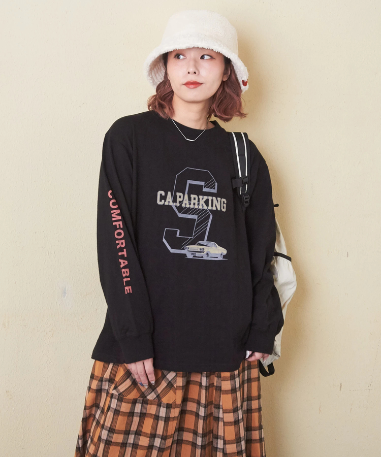 CUBE SUGAR(キューブシュガー) |【秋新作】10/-スラブ天竺 袖プリント ロング Tシャツ