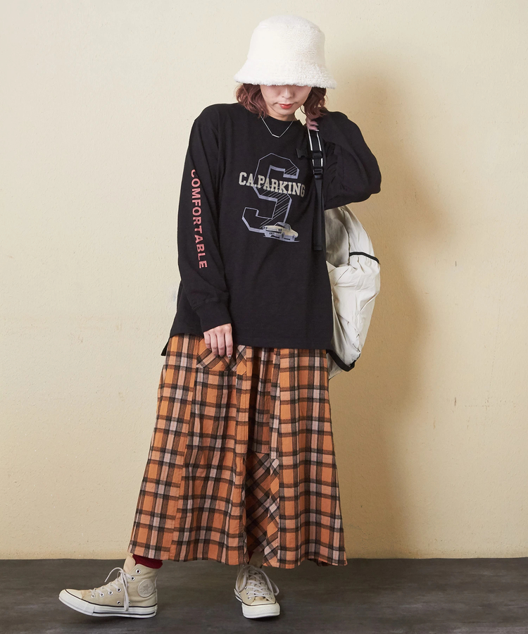 CUBE SUGAR(キューブシュガー) |【秋新作】10/-スラブ天竺 袖プリント ロング Tシャツ