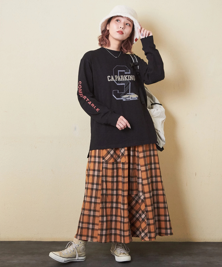 CUBE SUGAR(キューブシュガー) |【秋新作】10/-スラブ天竺 袖プリント ロング Tシャツ
