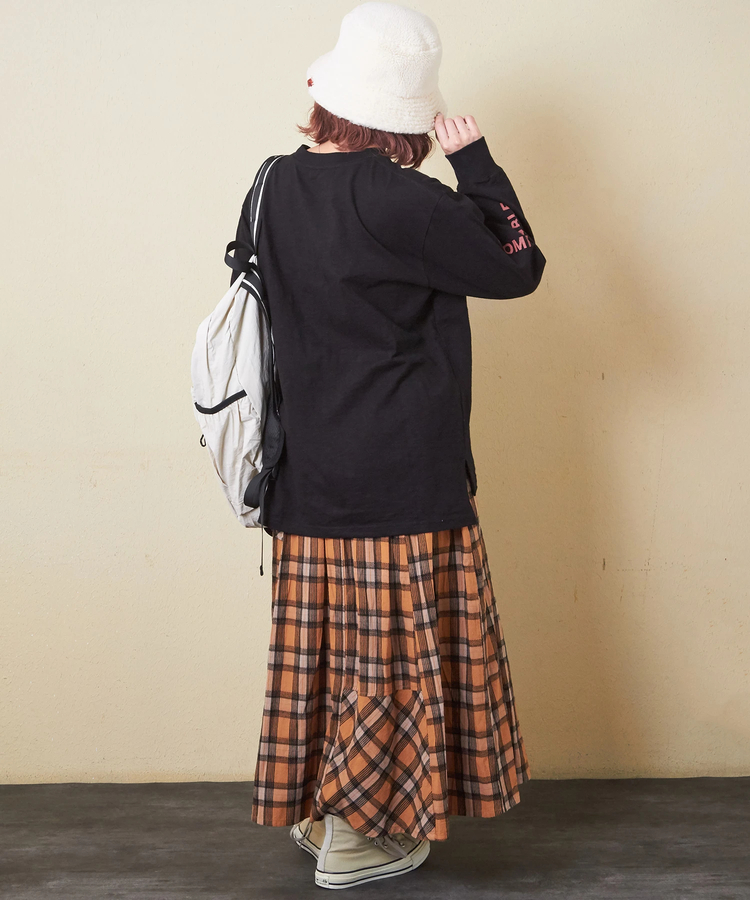 CUBE SUGAR(キューブシュガー) |【秋新作】10/-スラブ天竺 袖プリント ロング Tシャツ