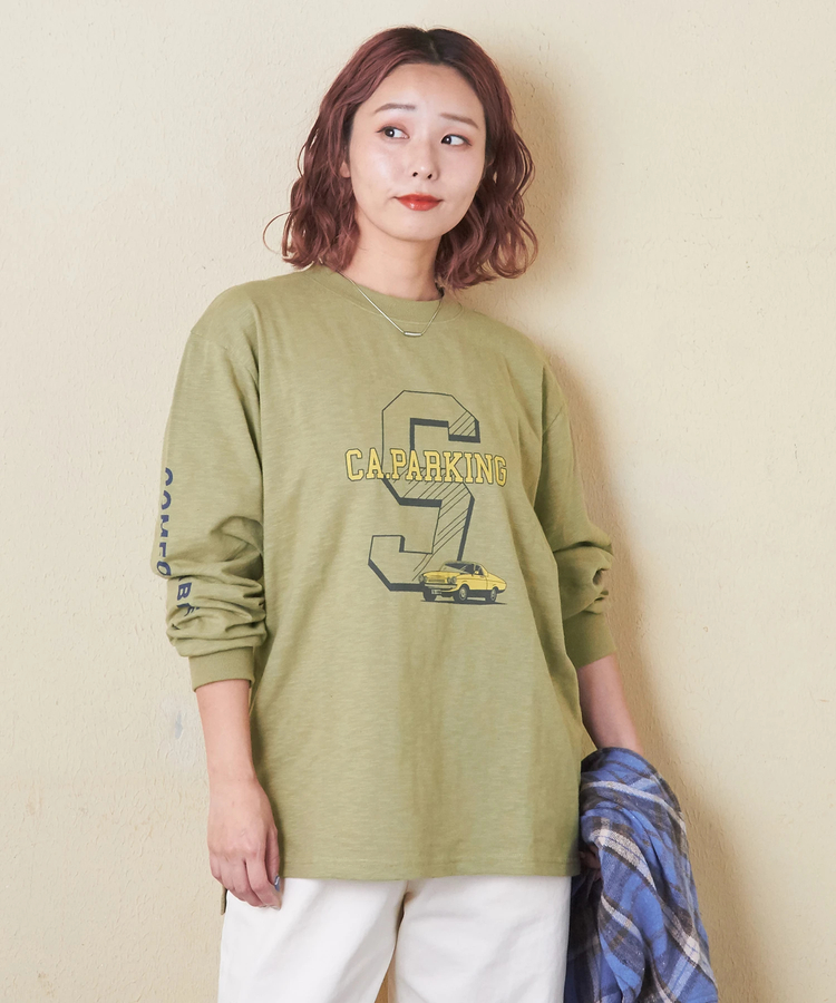 CUBE SUGAR(キューブシュガー) |【秋新作】10/-スラブ天竺 袖プリント ロング Tシャツ
