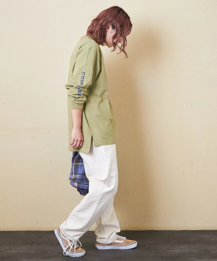 CUBE SUGAR(キューブシュガー) |【秋新作】10/-スラブ天竺 袖プリント ロング Tシャツ
