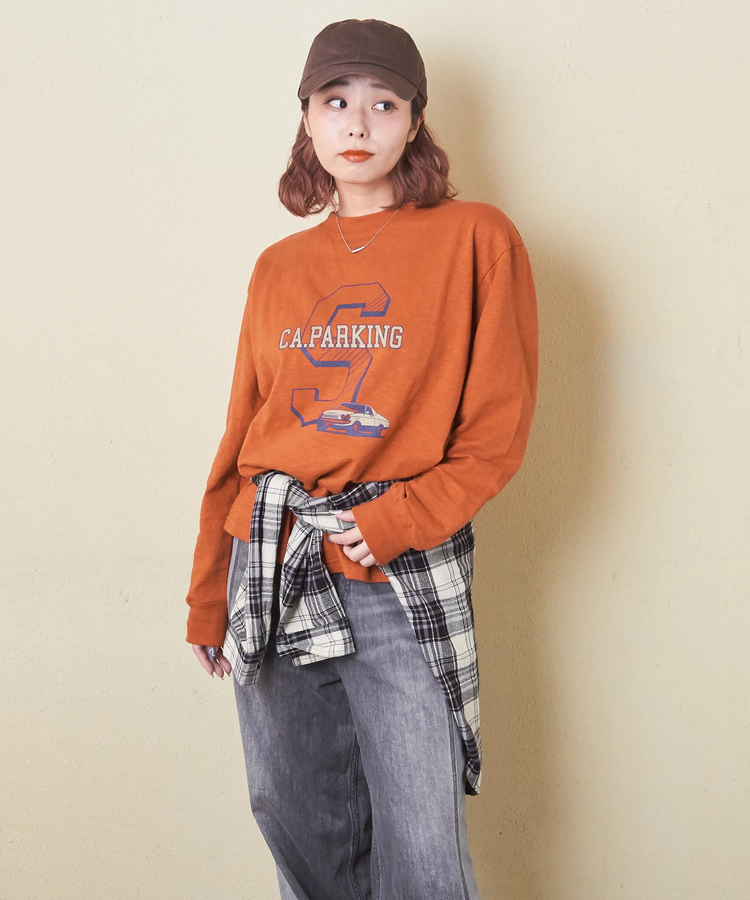 CUBE SUGAR(キューブシュガー) |【秋新作】10/-スラブ天竺 袖プリント ロング Tシャツ